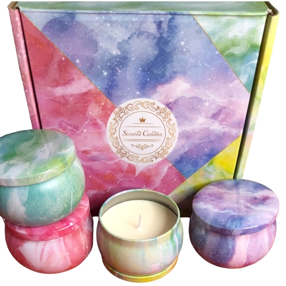 4 Pc. Decorative Scented Gift Box Ready Candle Set With Decorative Holders NWT - Picture 6 of 8